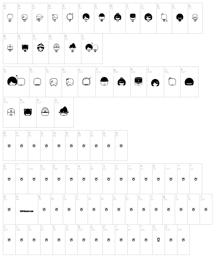 Toy Stum font map